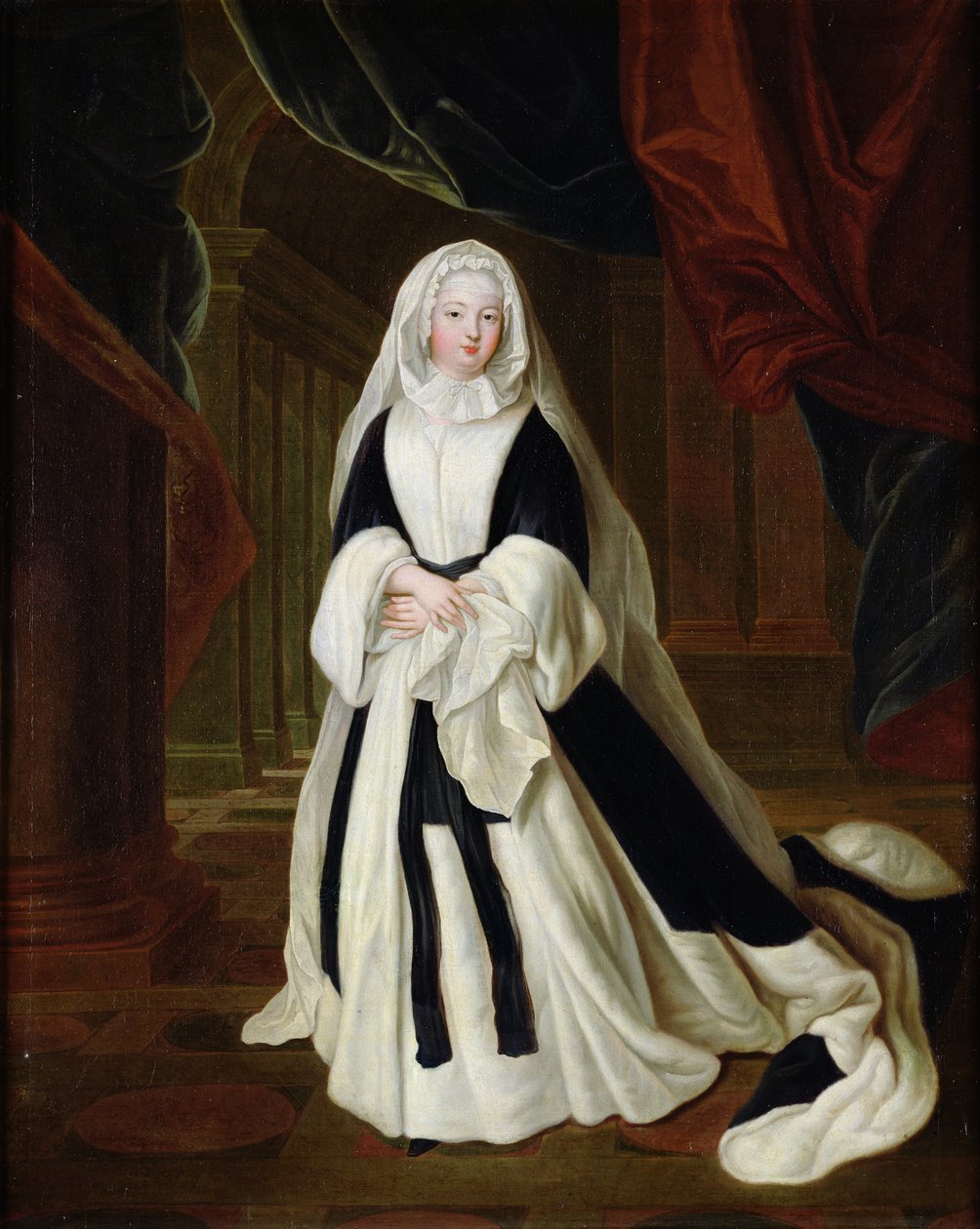 Muotokuva Louis-Francoise de Bourbonista (1673-1743) Mademoiselle de Nantes suruvaatteissa, vuoden 1710 jälkeen. tekijältä Louis de Silvestre