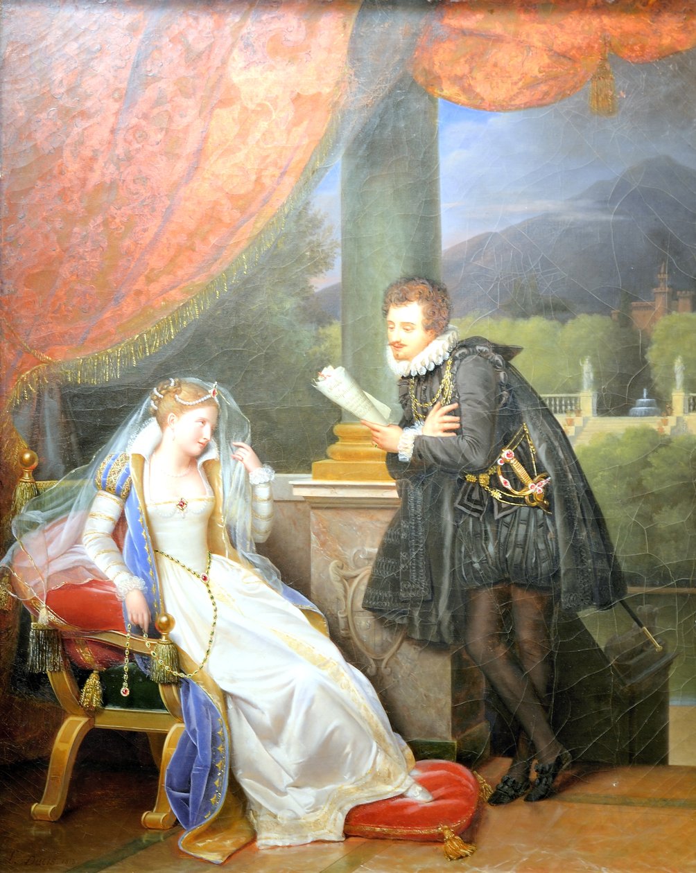 Le Tasse lisant des vers a Eleonore dEste. tekijältä Louis Ducis