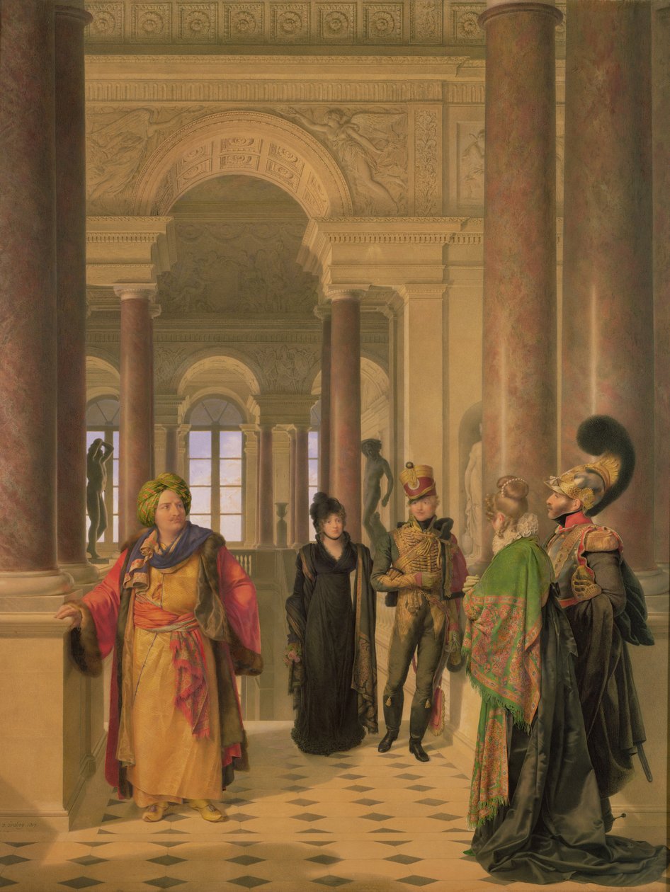 Louvren pääportaat, 1817 tekijältä Eugene Isabey