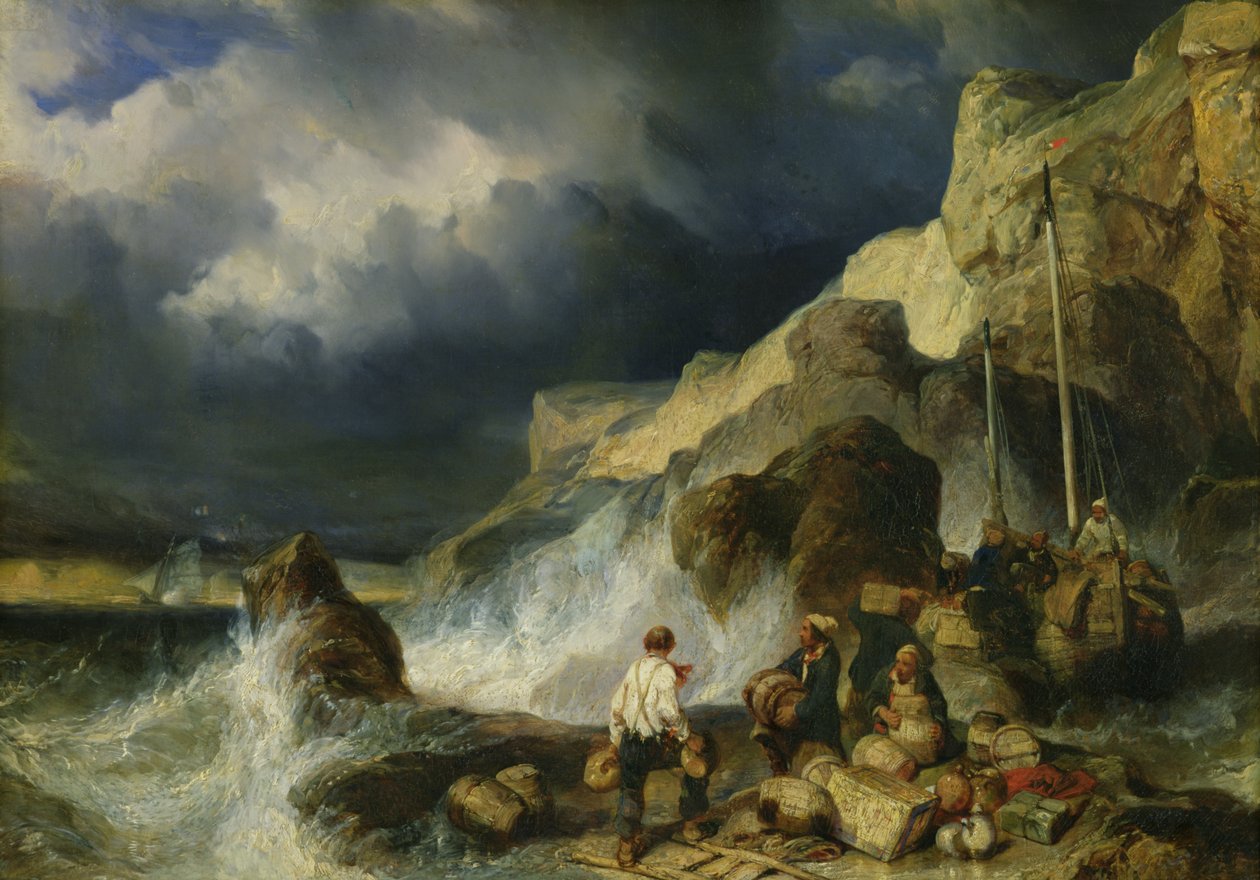 Salakuljettajien hyökkäys, n. 1837 tekijältä Eugene Isabey