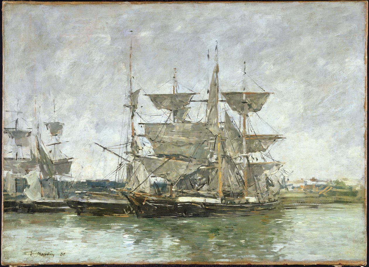 Veneitä satamassa, Deauville, 1881 tekijältä Eugene Louis Boudin