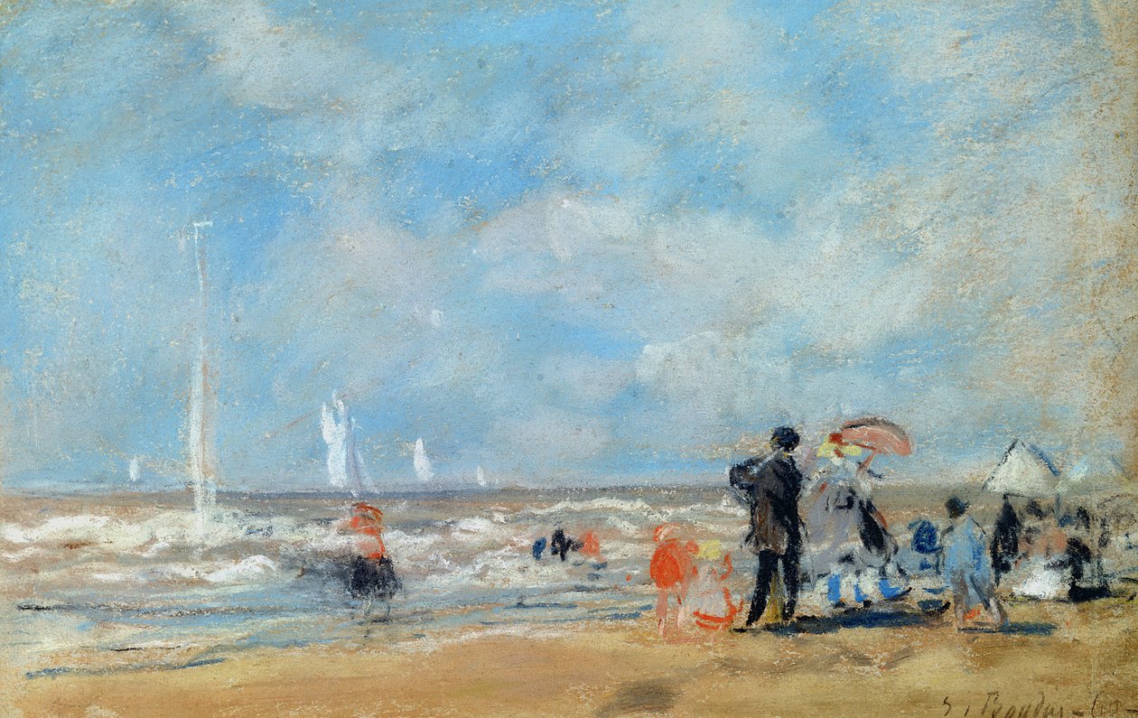 Rannalla, 1863 (wc ja pastelli paperilla) tekijältä Eugene Louis Boudin
