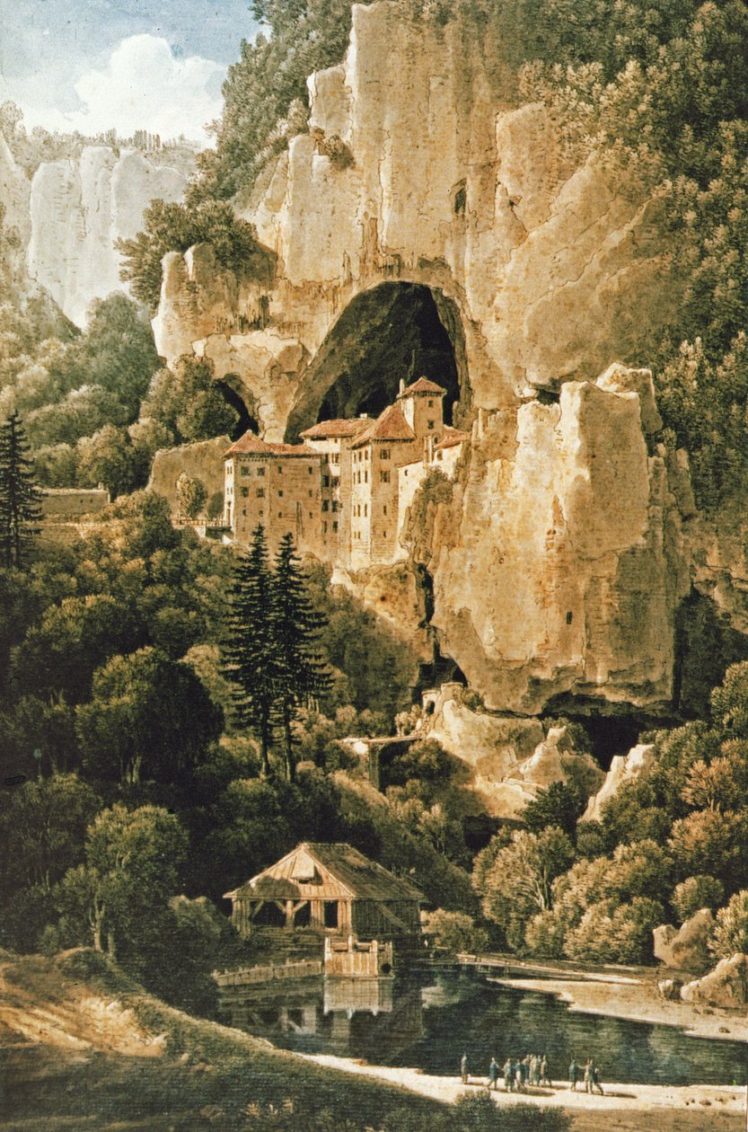 Chateau of Luegg tai Predjama, lähellä Triesteä tekijältä Louis Francois Cassas