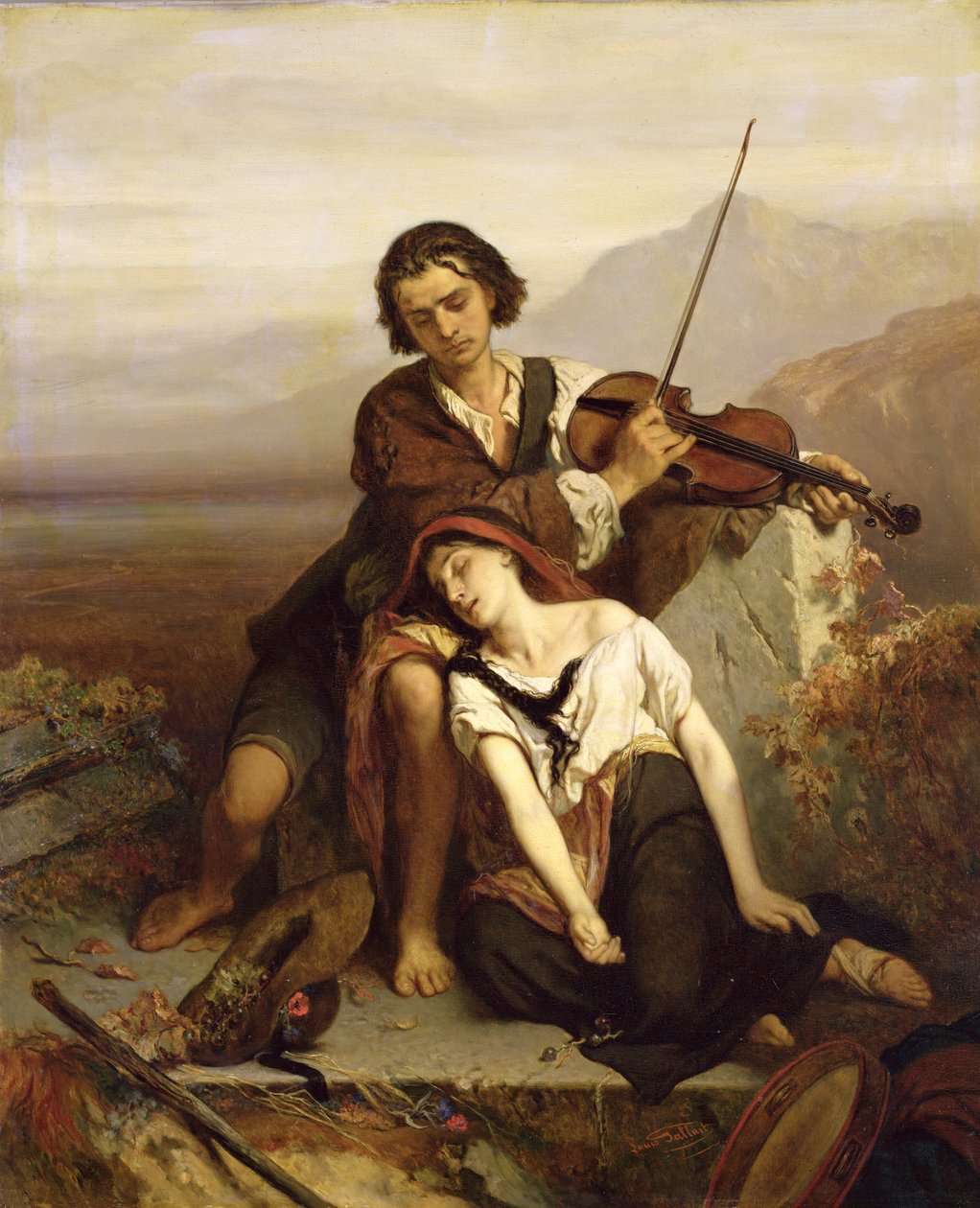 Comfort in Grief, n. 1852 tekijältä Louis Gallait