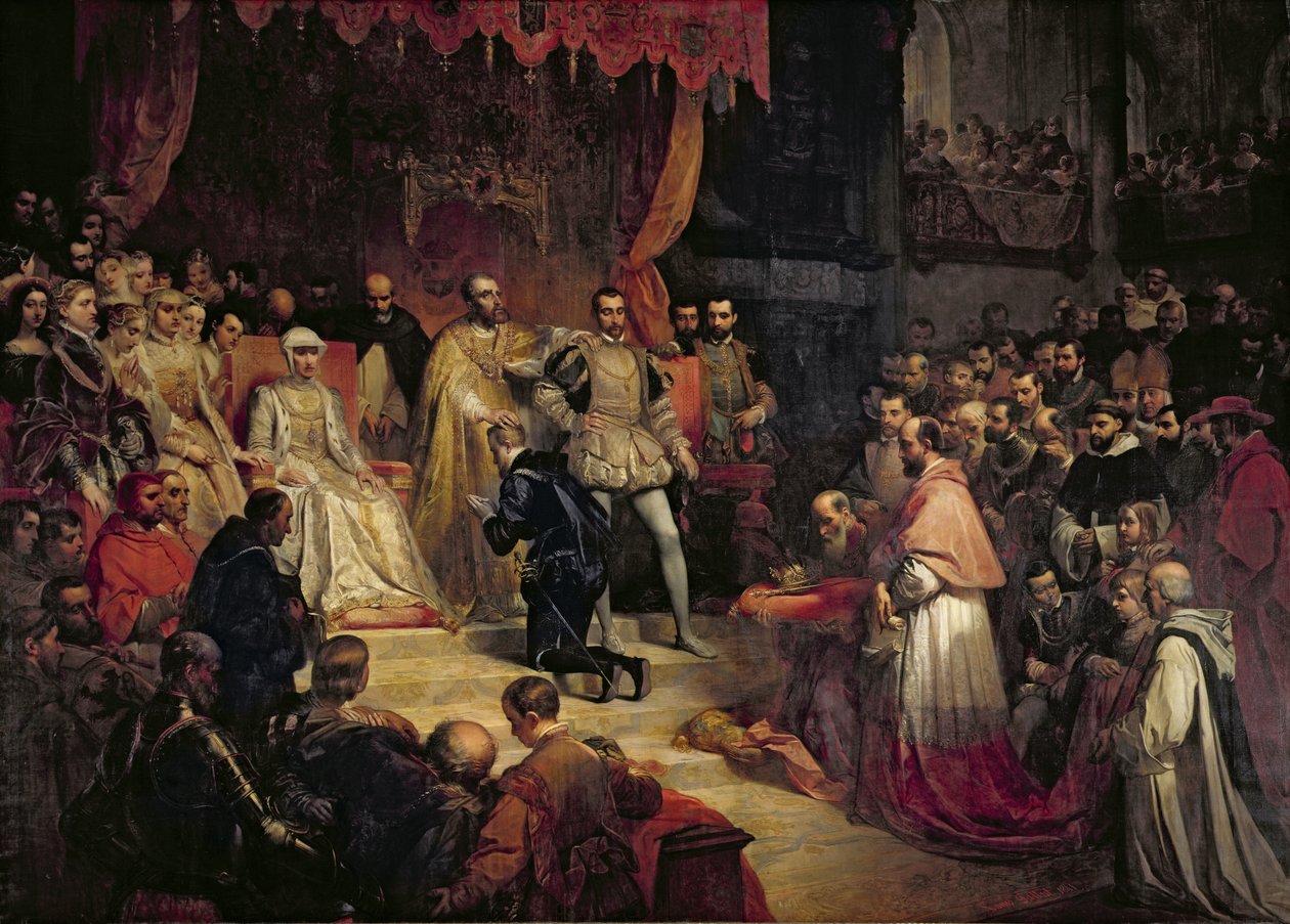 Kaarle V:n luopuminen (1500-58) 1841 tekijältä Louis Gallait