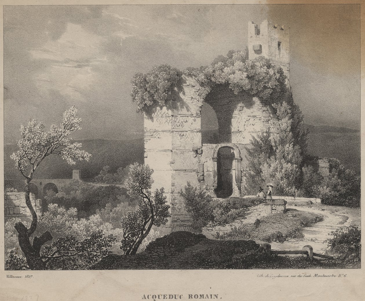 Acqueduc Romain, 1827 tekijältä Louis Jules Frederic Villeneuve