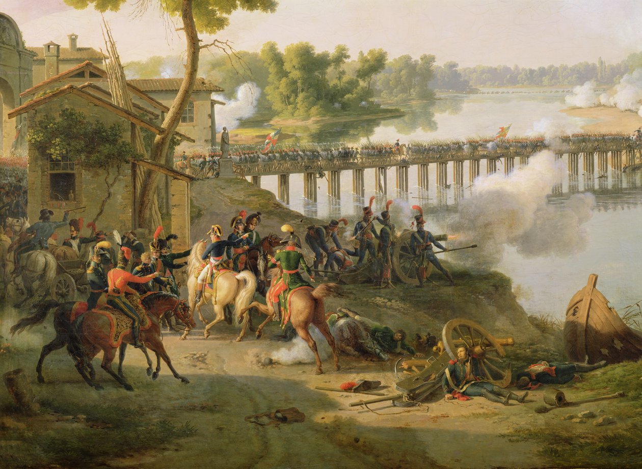 Lodin taistelu, 10. toukokuuta 1796, yksityiskohta Napoleonista (1769-1821) ja hänen esikunnastaan, n. 1804 tekijältä Louis Lejeune