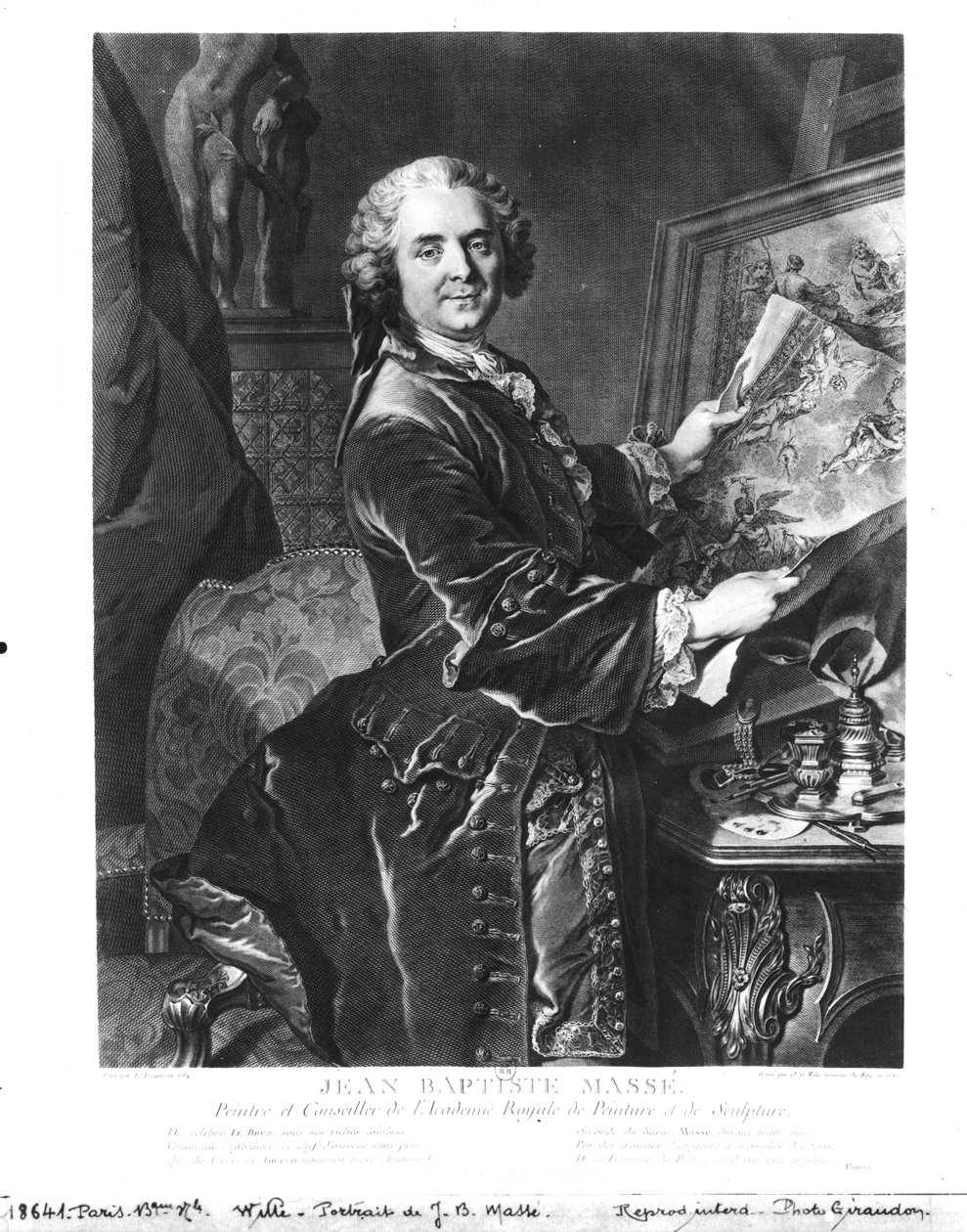 Jean Baptiste Masse (1687-1767), kaiverrus Johan Georg Wille (1715-1808) 1755 tekijältä Louis Tocqué