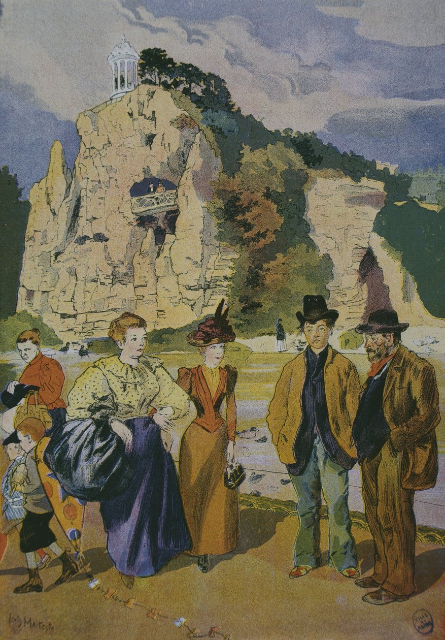 Les Buttes Chaumont (värillinen kaiverrus) tekijältä Louis Malteste