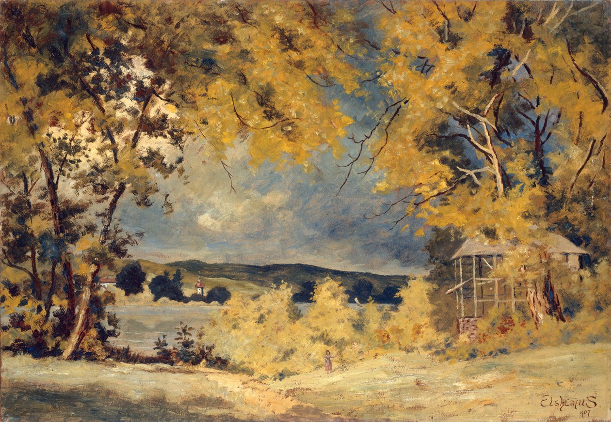 Maisema, Binghamton, New York, 1907 tekijältä Louis Michel Eilshemius