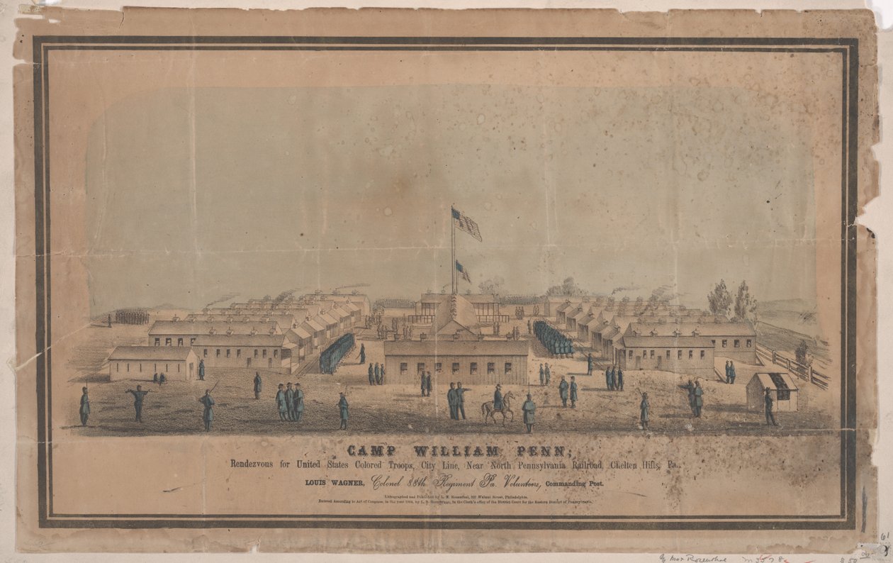 Camp William Penn, n. 1864 (chromolitho) tekijältä Louis N. Rosenthal