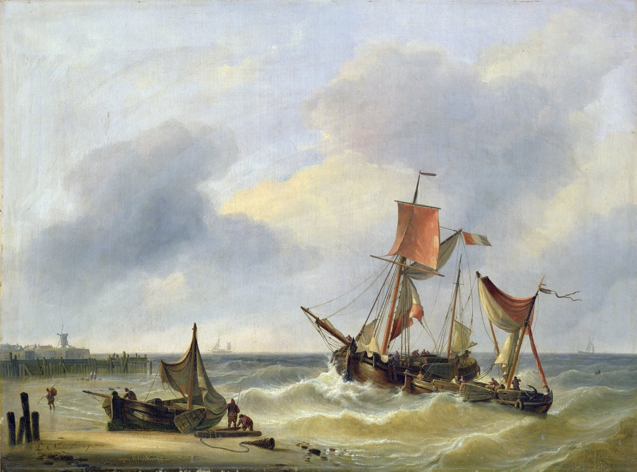 Rannikkonäkymä, 1833 tekijältä Louis Verboeckhoven