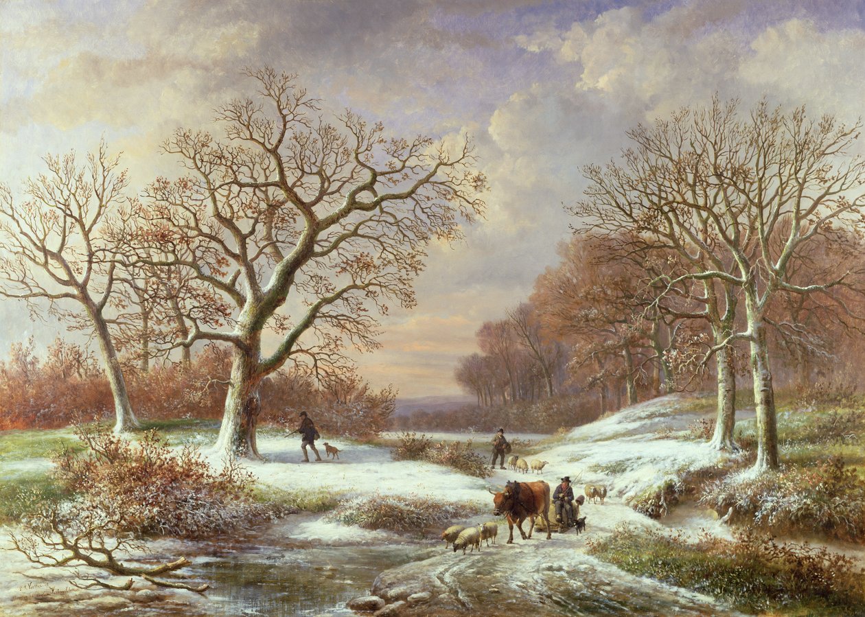 Talvimaisema, 1800-luku tekijältä Louis Verboeckhoven