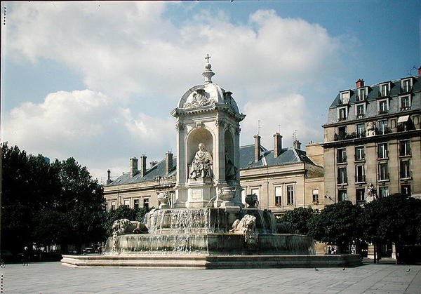 Näkymä vuonna 1844 rakennetusta Fontaine des Quatre-Eveques