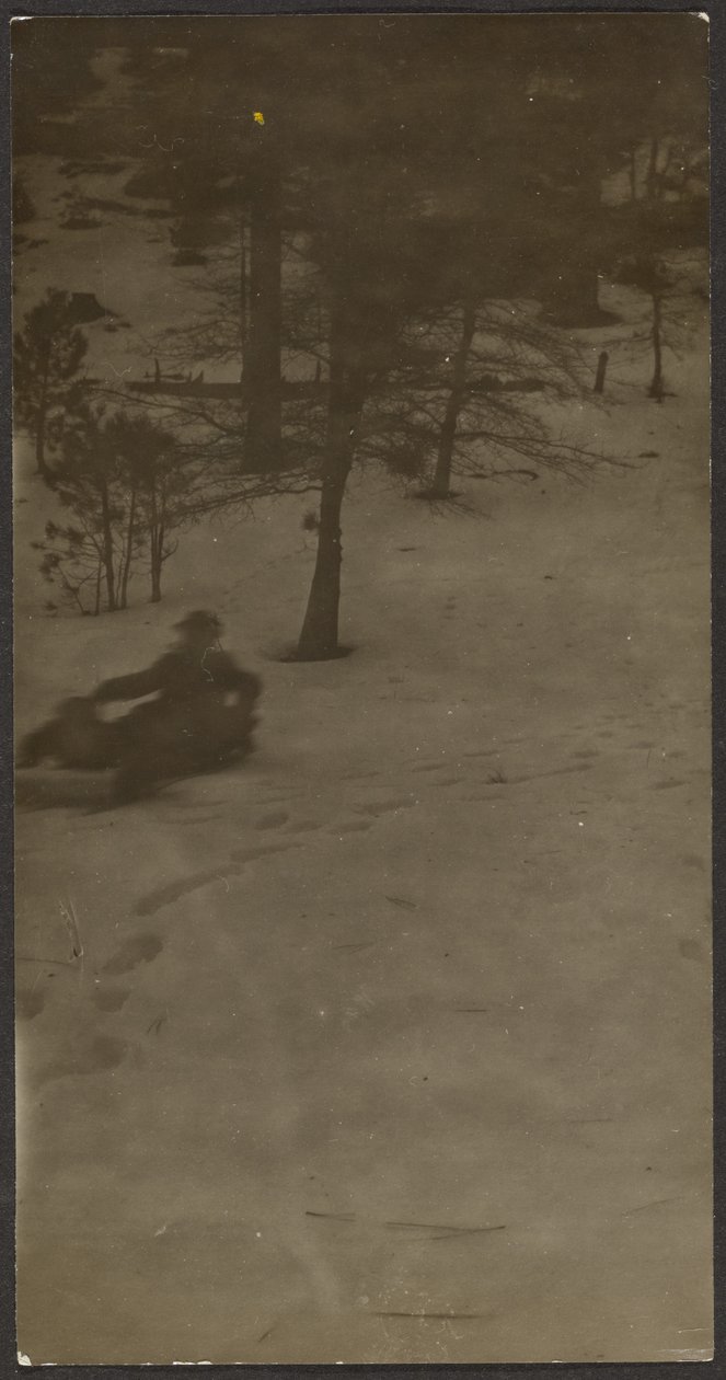 [Poika kelkkailee mäkeä alas] tekijältä Louis Fleckenstein