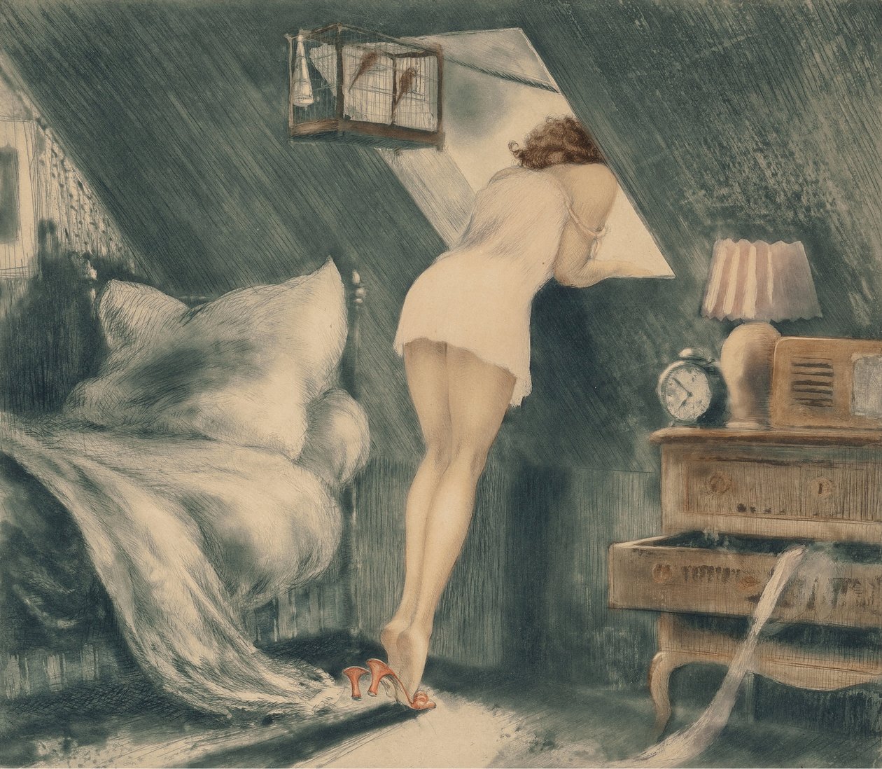 Ullakkohuone, 1940. tekijältä Louis Justin Laurent Icart