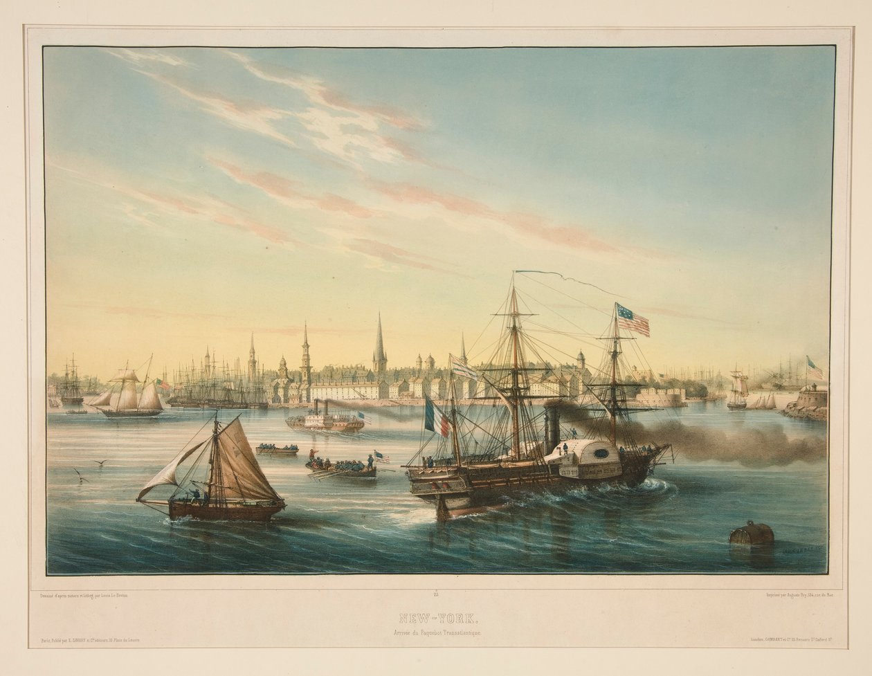 New York. Transatlanttisen höyrylaivan saapuminen. tekijältä Louis Le Breton