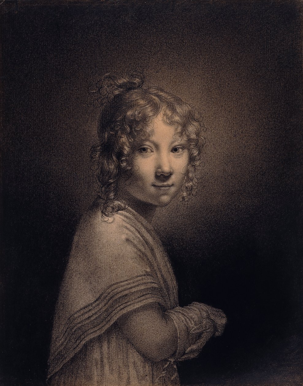 Tytön muotokuva, puolipitkä, tekijältä Louis Leopold Boilly