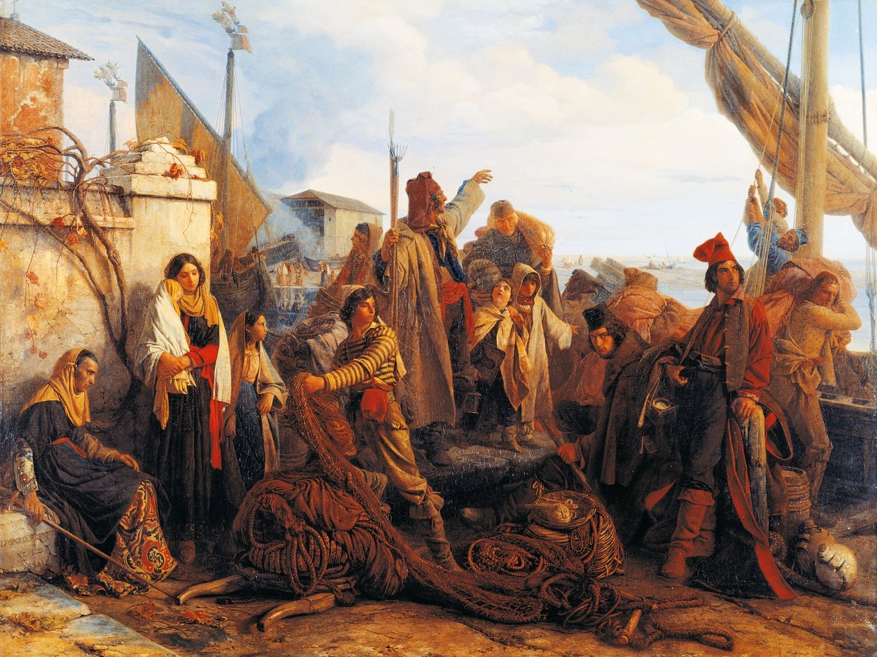 Kalastajat lähtevät Adrianmerelle tekijältä Louis Leopold Robert