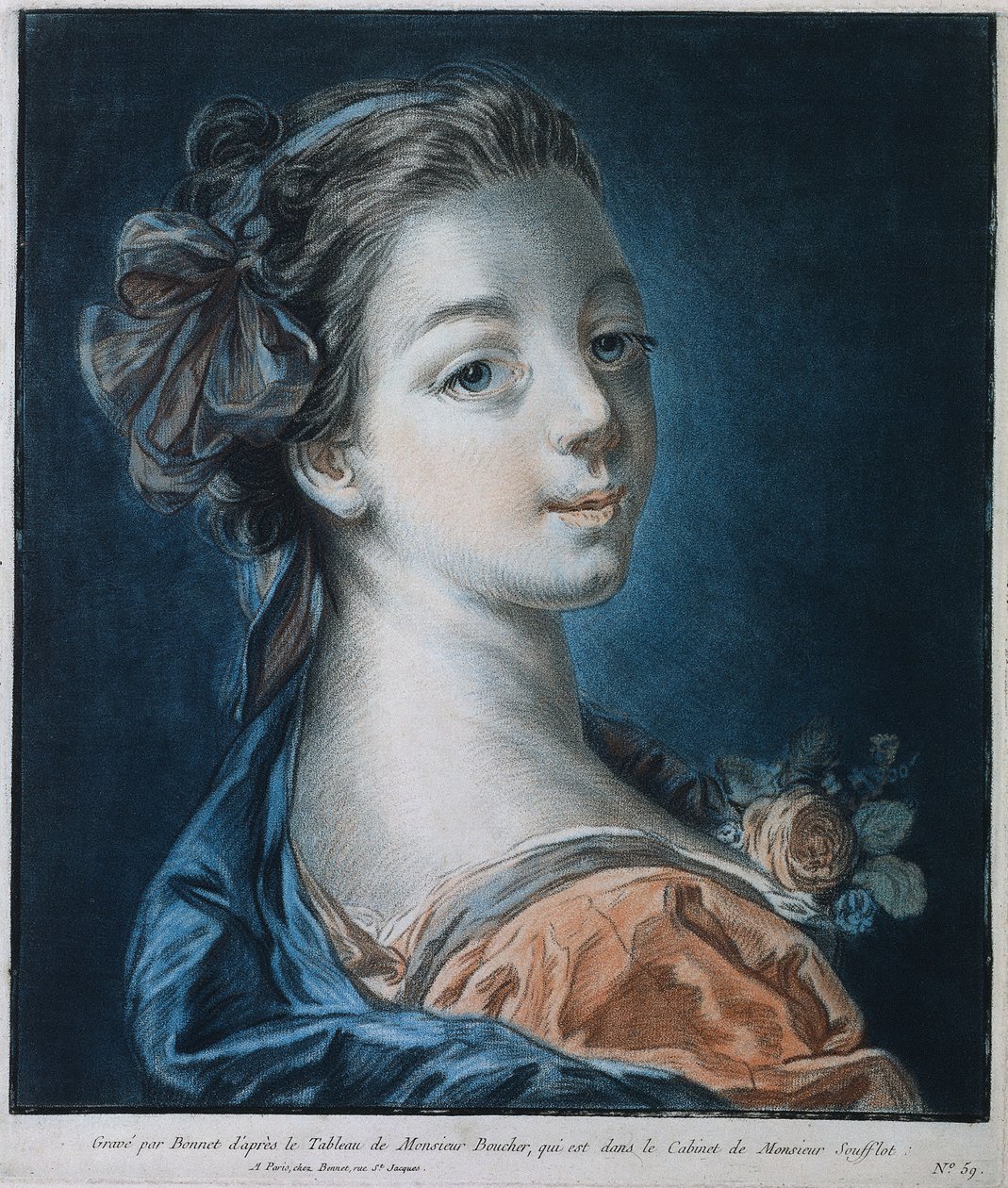 Naisen pää (Mme. Deshayes?) tekijältä Louis Marin Bonnet