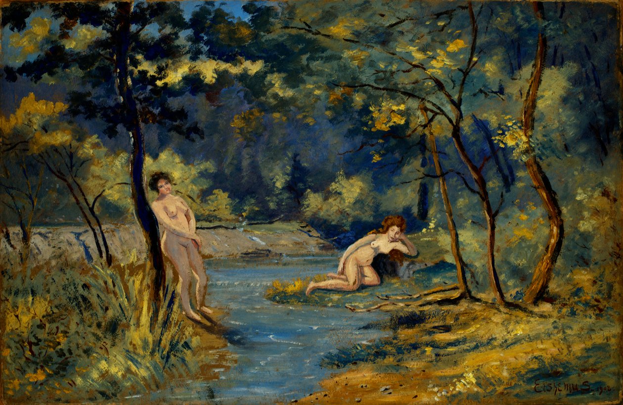 Seisovat ja makaavat nymfit, 1908. tekijältä Louis Michel Eilshemius