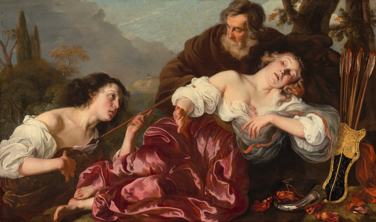 Silvio haavoittuneen Dorindan kanssa, 1651. tekijältä Louis Vallee