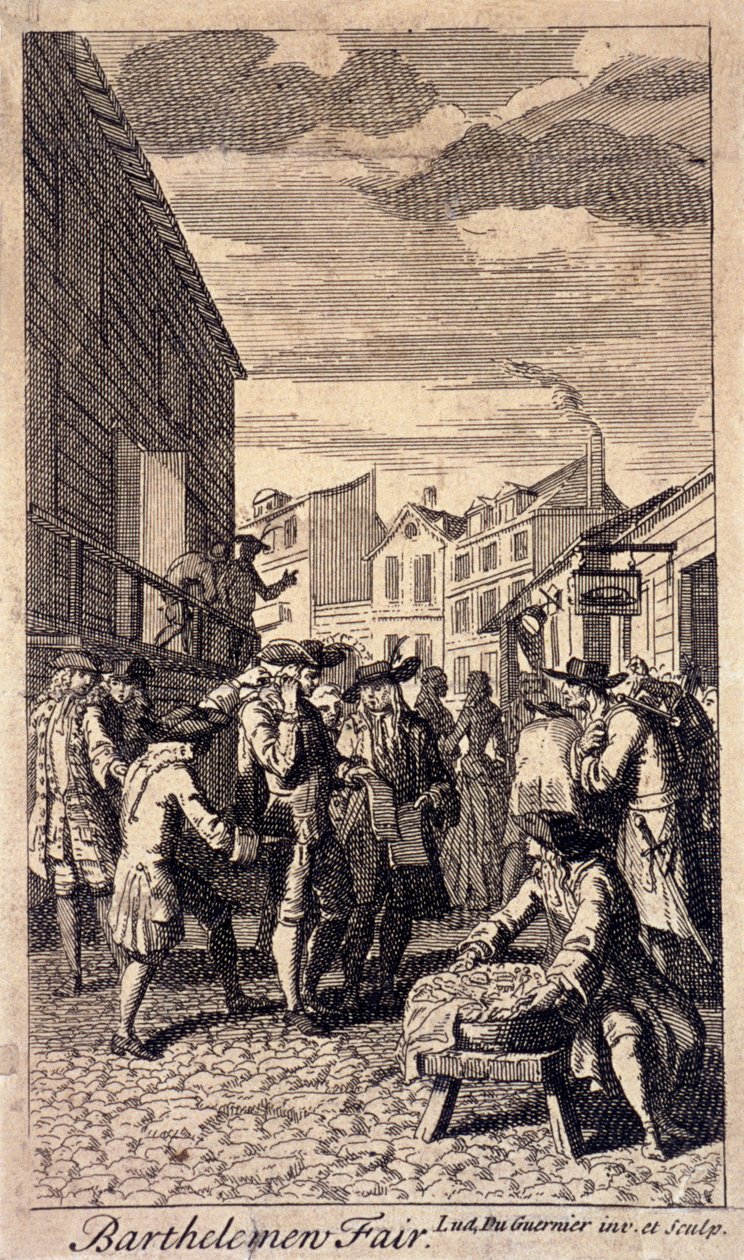 Bartholomew Fair, Lontoo, n. 1715 tekijältä Louis du Guernier