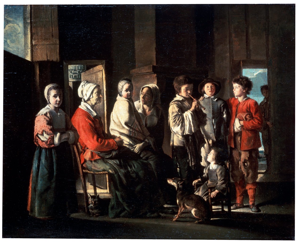 Vierailu isoäidin luona, 1645. tekijältä Louis le Nain