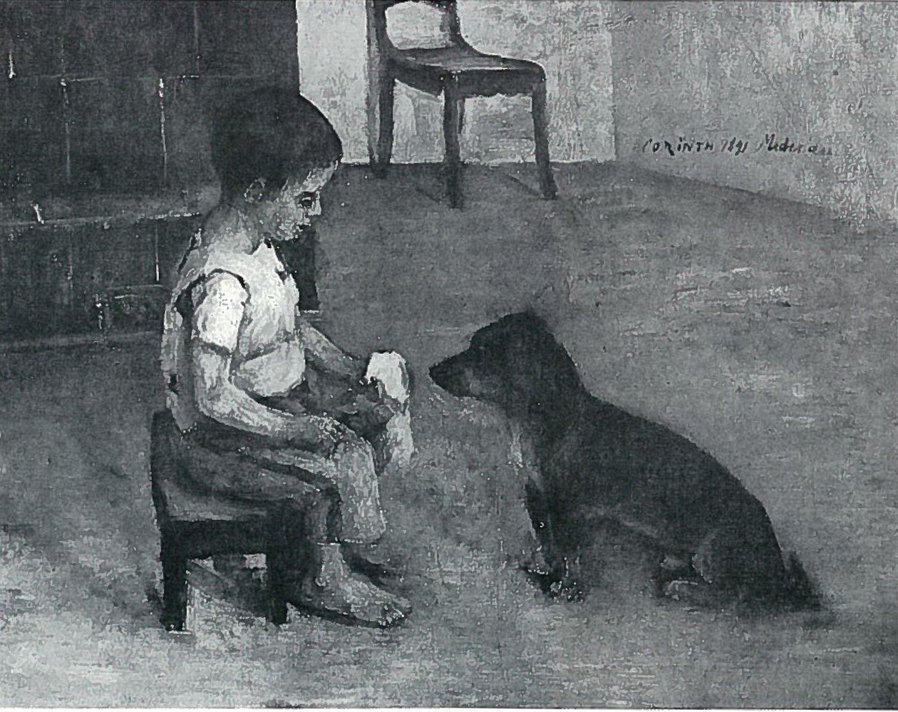 Kind mit Butterbrot und Hundn tekijältä Lovis Corinth