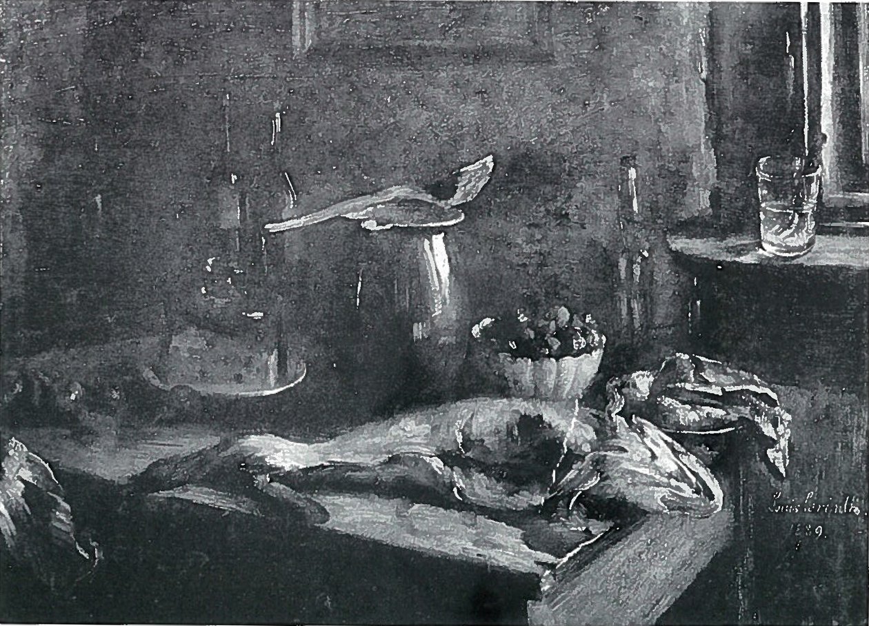 Kuchenstillleben, Schellfisch und Rindfleischn tekijältä Lovis Corinth