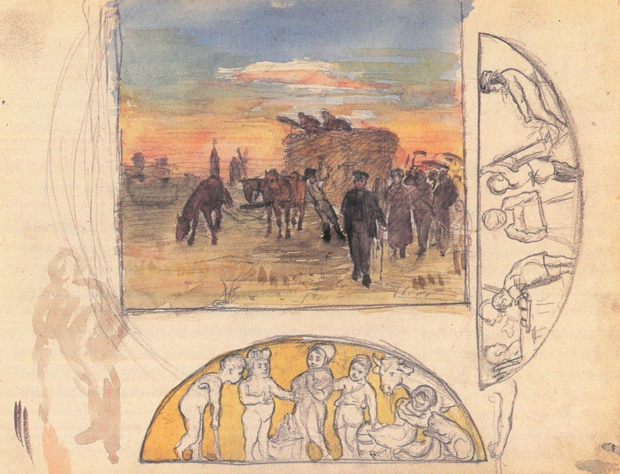 Landschaft mit Heuernte und zwei Frieskompositionenn tekijältä Lovis Corinth