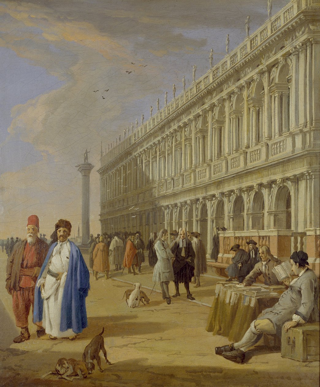 Venetsia: Piazzetta hahmoineen, 1700-luku tekijältä Luca Carlevaris