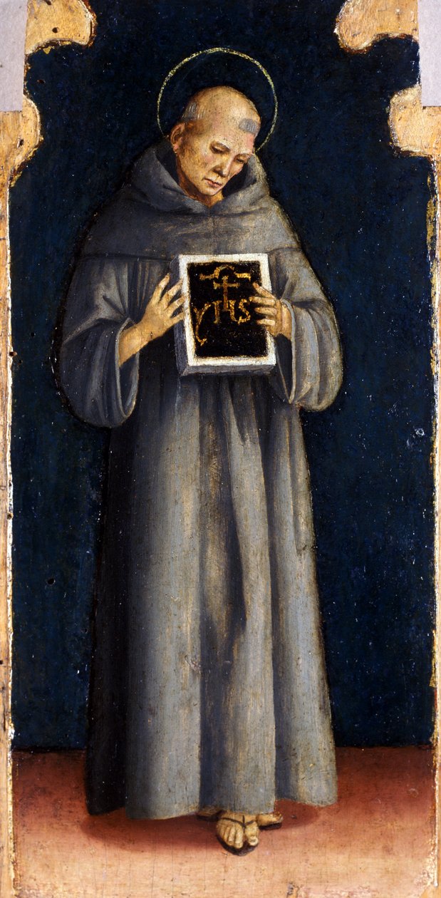 St. Bernard of Siena, n. 1515-20 (tempera poppelipuulla) tekijältä Luca Signorelli