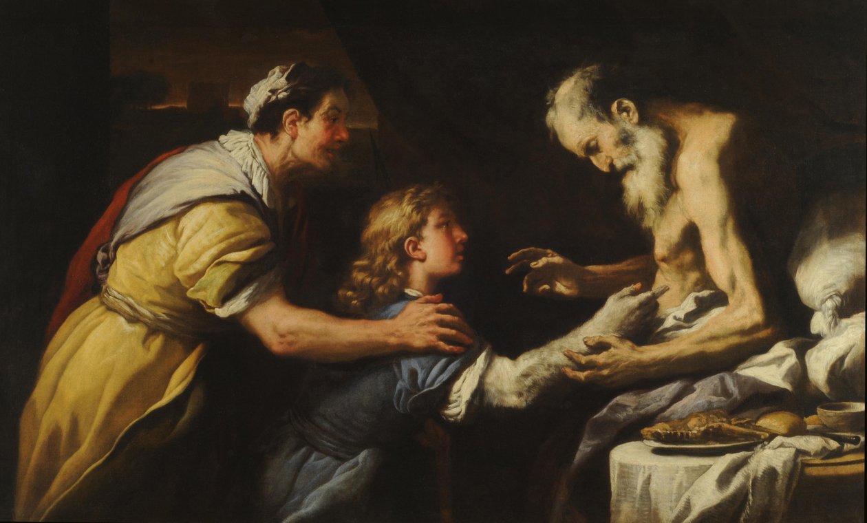 Iisak siunasi Jaakobia. tekijältä Luca Giordano