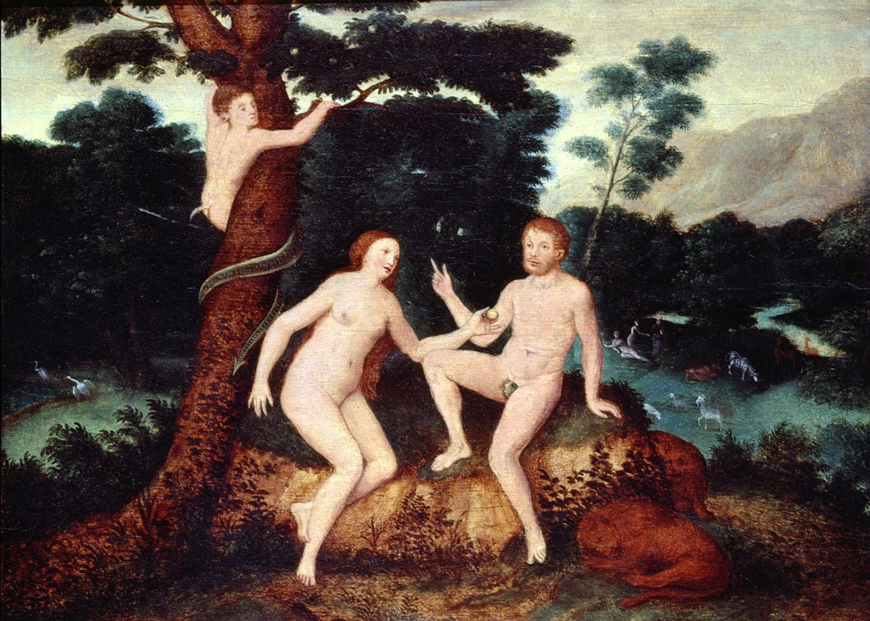 Aadam ja Eeva Eedenin puutarhassa tekijältä Lucas Cranach the Elder