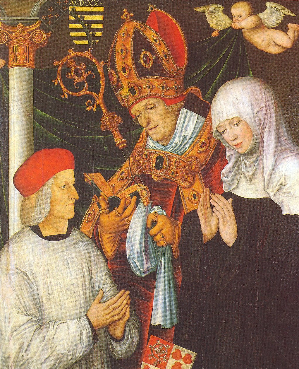 Gabriel von Eyb, Bischof von Eichstätt, mit den hll. Willibald ja Walburga tekijältä Lucas Cranach the Elder