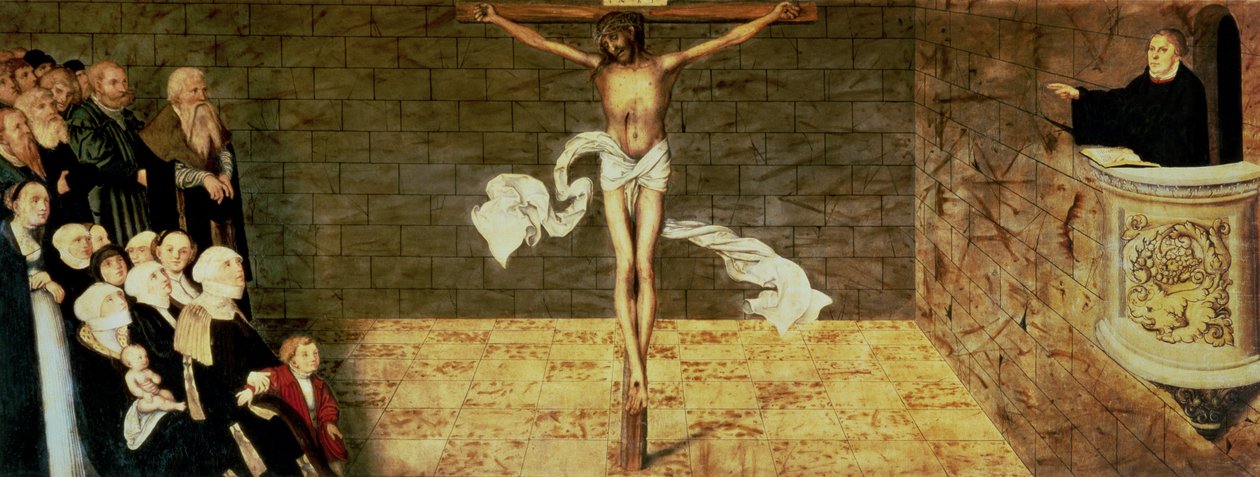 Martti Lutherin saarna, yksityiskohta triptyykistä, 1547 (yksityiskohta 51406) tekijältä Lucas Cranach the Elder