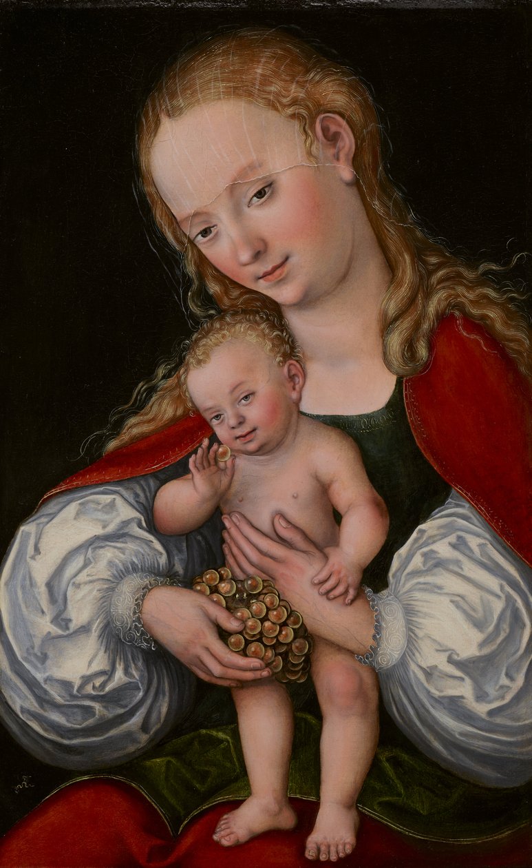 Madonna ja lapsi rypäleillä tekijältä Lucas Cranach the Elder