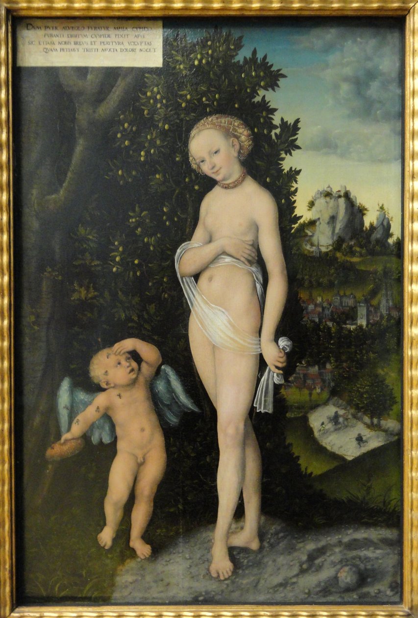 Venus ja Amor, hunajavaras tekijältä Lucas Cranach the Elder