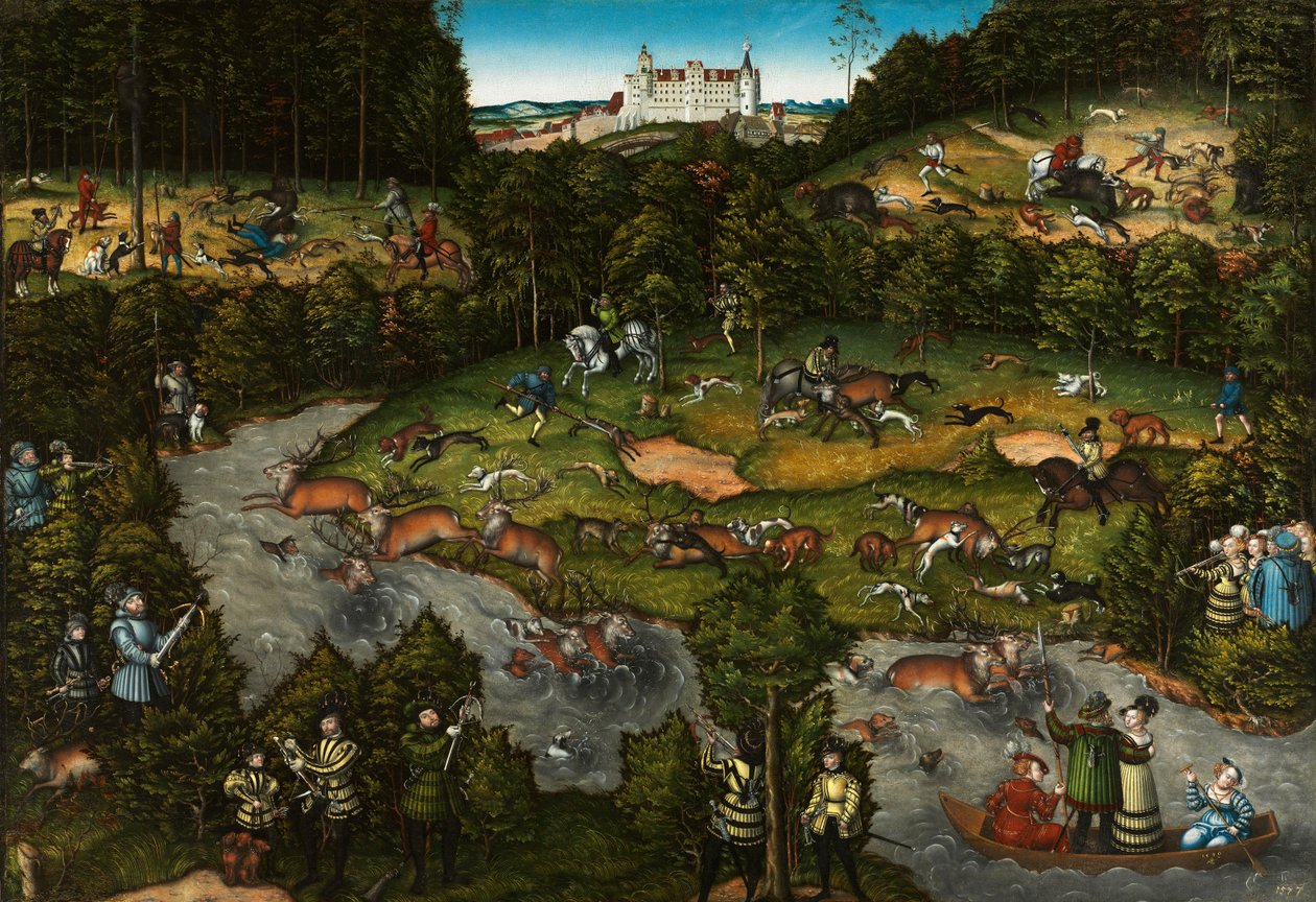 Metsästystä Hartenfelsin linnan lähellä, 1540 tekijältä Lucas Cranach