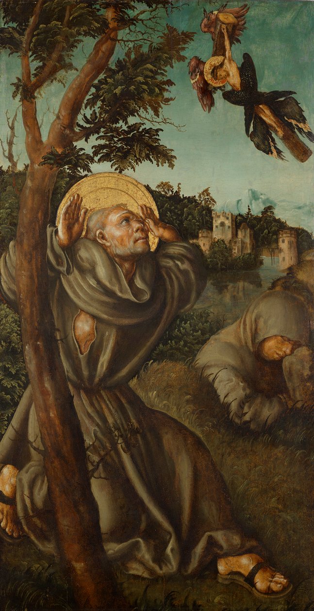 hl:n leimautuminen. Franziskus tekijältä Lucas Cranach d. Ä.