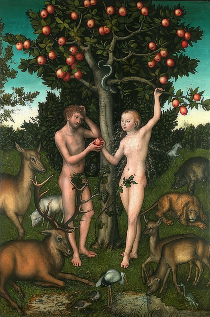 Aatami ja Eeva. 1526 tekijältä Lucas Cranach the Elder
