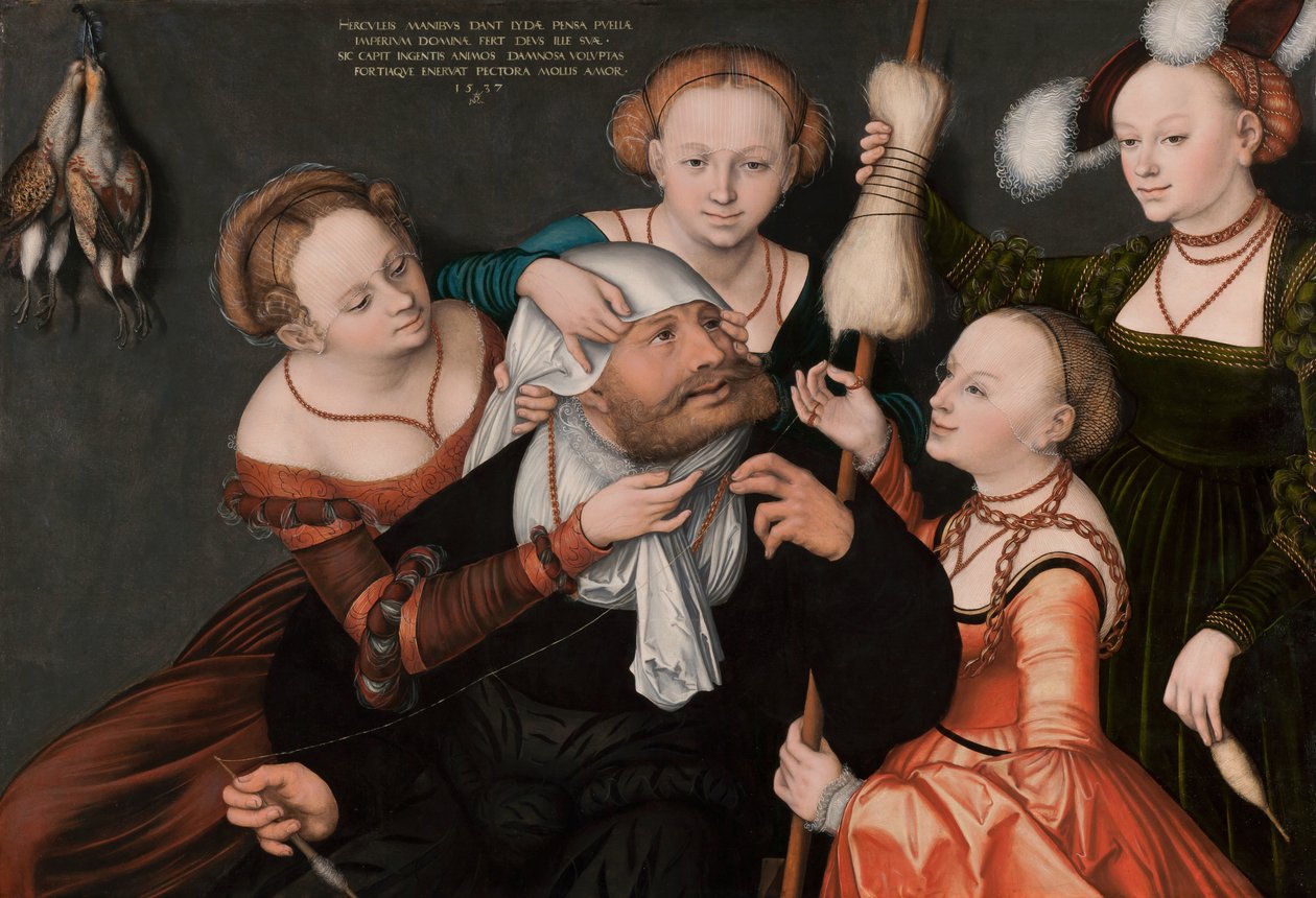 Herkules ja Omphale, 1537 tekijältä Lucas Cranach the Elder