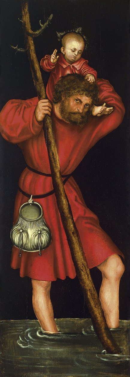 Pyhä Kristoffer [kääntöpuoli, vasen siipi] tekijältä Lucas Cranach the Elder