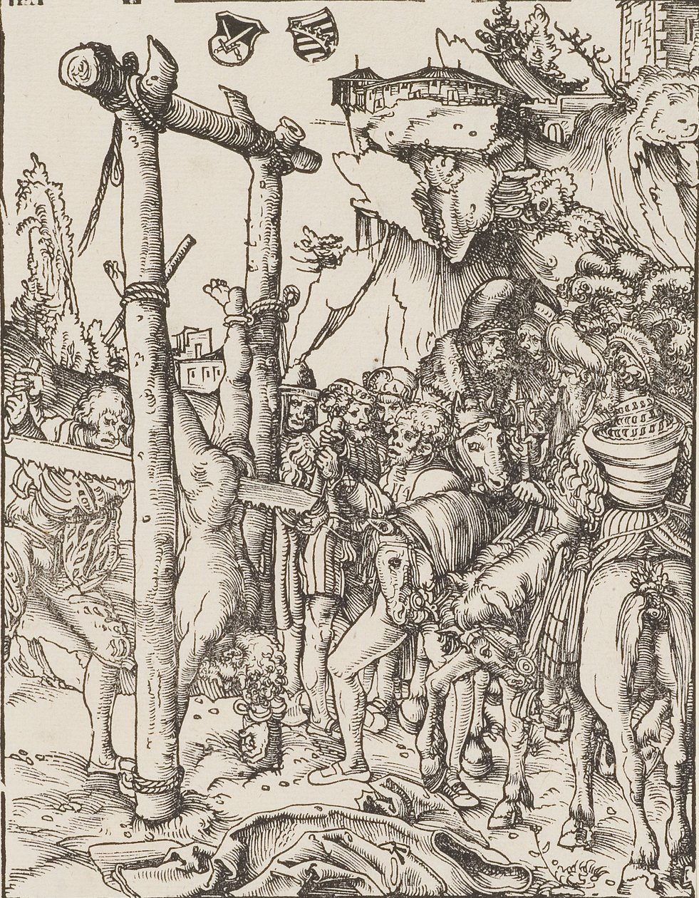 Pyhän Simon Zelotesin sahaaminen tekijältä Lucas Cranach the Elder
