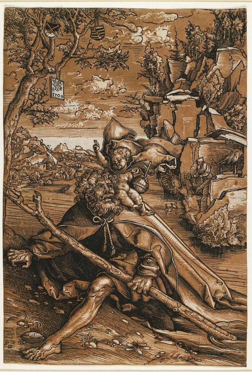 Pyhä Christopher, n. 1509 tekijältä Lucas the Elder Cranach