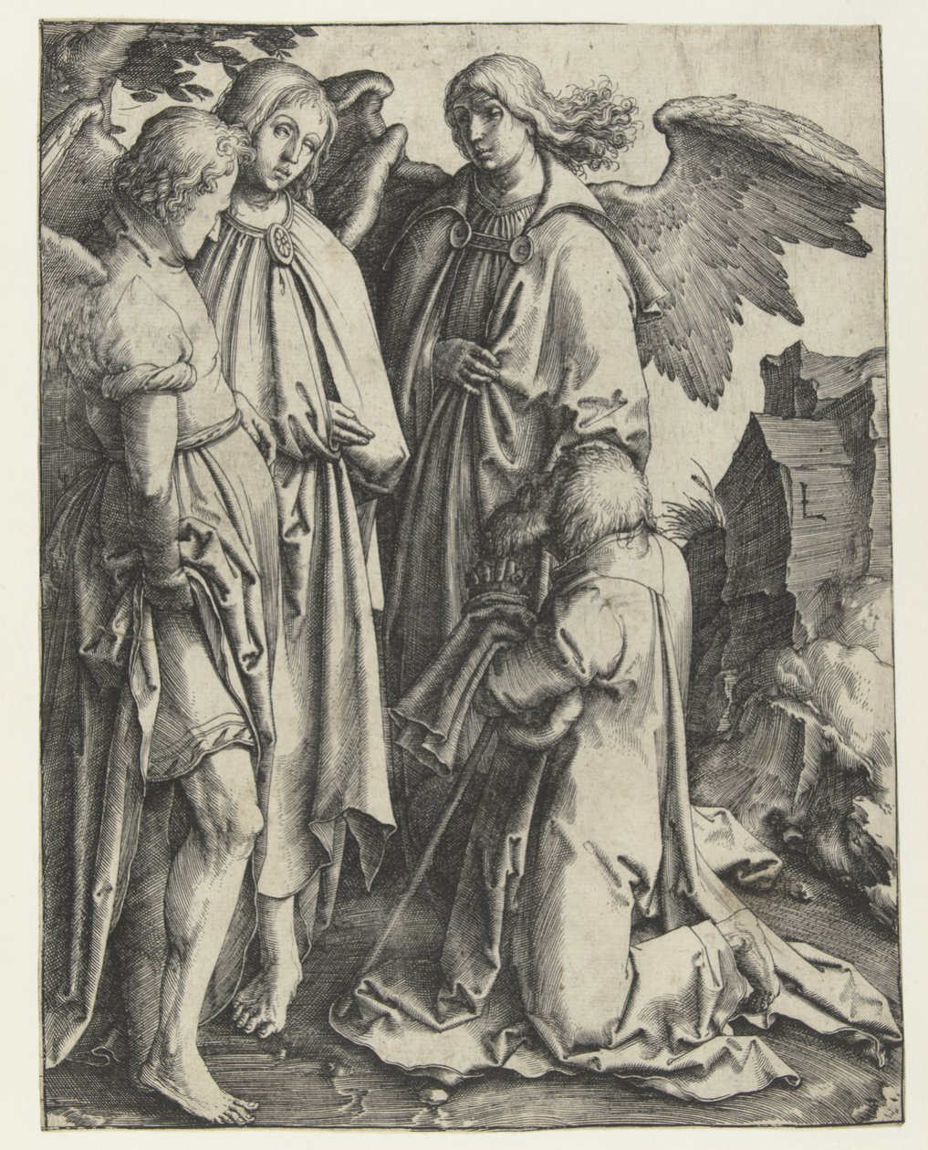 Abraham ja kolme enkeliä tekijältä Lucas van Leyden