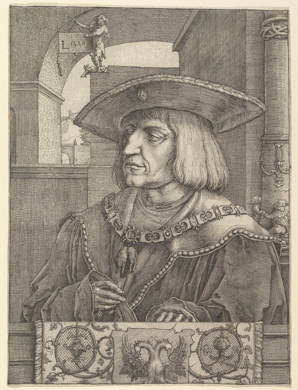 Keisari Maximilian I, 1520. tekijältä Lucas van Leyden