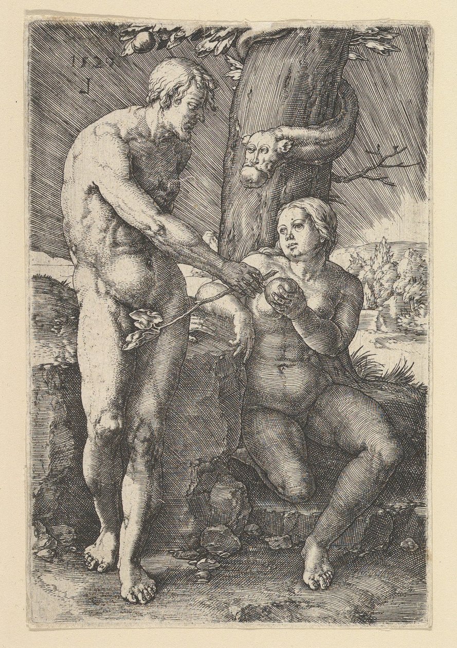 Aadamin ja Eevan synti, 1529. tekijältä Lucas van Leyden