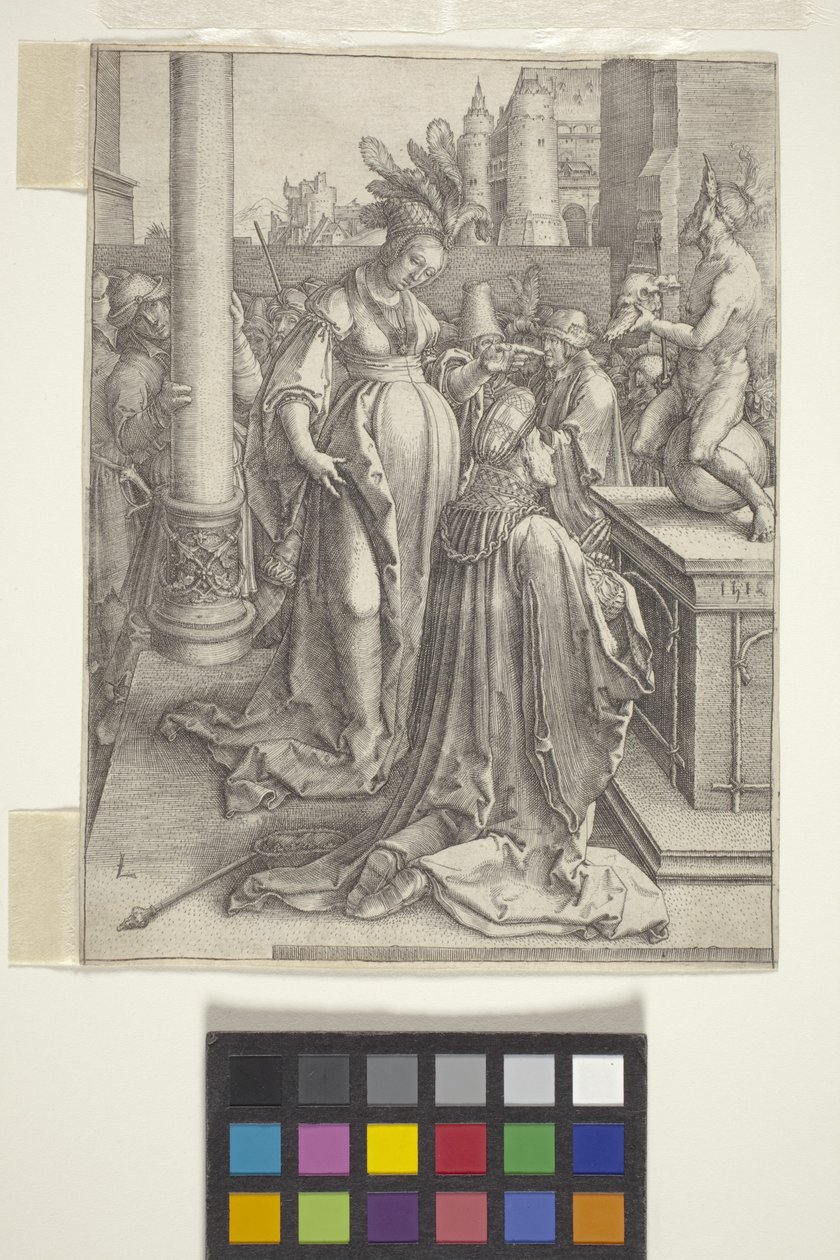 Salomonin epäjumalanpalvelus (kaiverrus) tekijältä Lucas van Leyden